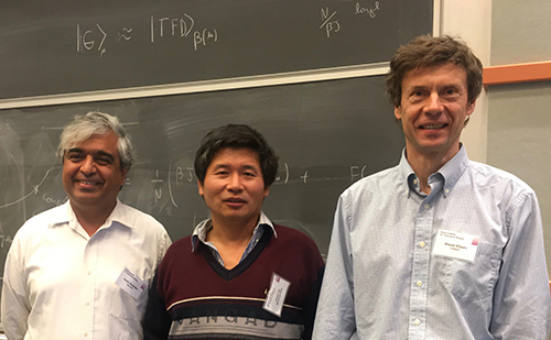 Mississippi State’s Jinwu Ye, pictured with the other SYK model creators, Subir Sachdev, left, of Harvard University, and Alexei Kitaev, right, of the California Institute of Technology. (Photo submitted)