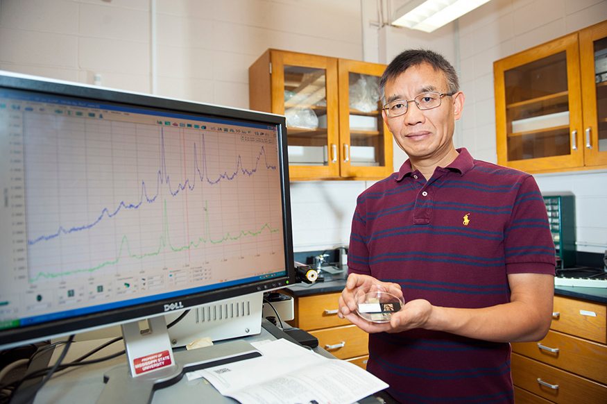 Dongmao Zhang, pictured in an MSU chemistry lab.