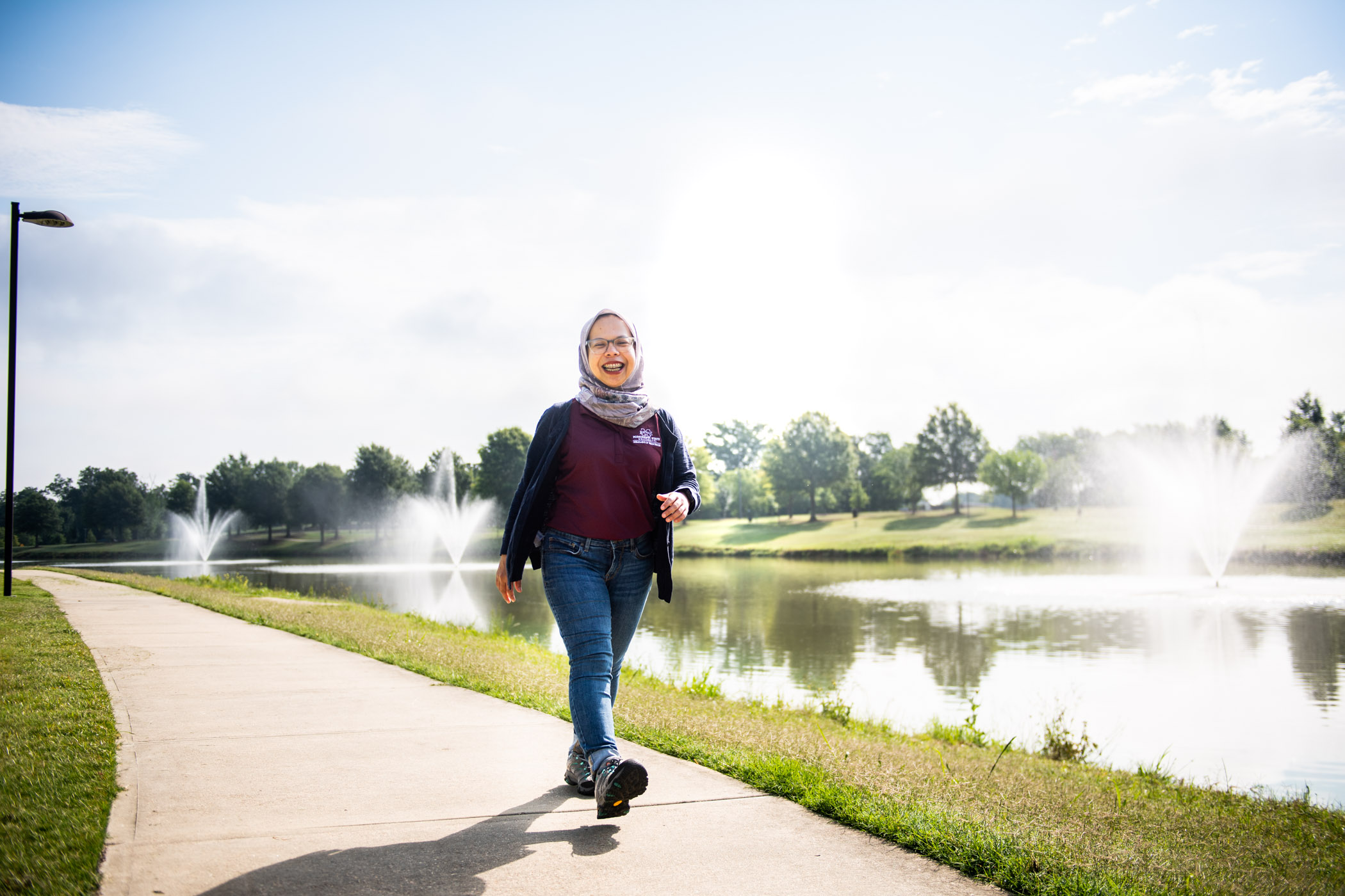 Fikriyah Winata, pictured walking near Chadwick Lake.