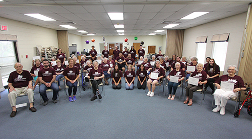 MSU kinesiology students are pictured with residents of Trinity Place Retirement Community in Columbus who participated in regular Tai Chi exercise and gained benefits including improved balance, manual dexterity and emotional wellbeing. (Photo submitted)