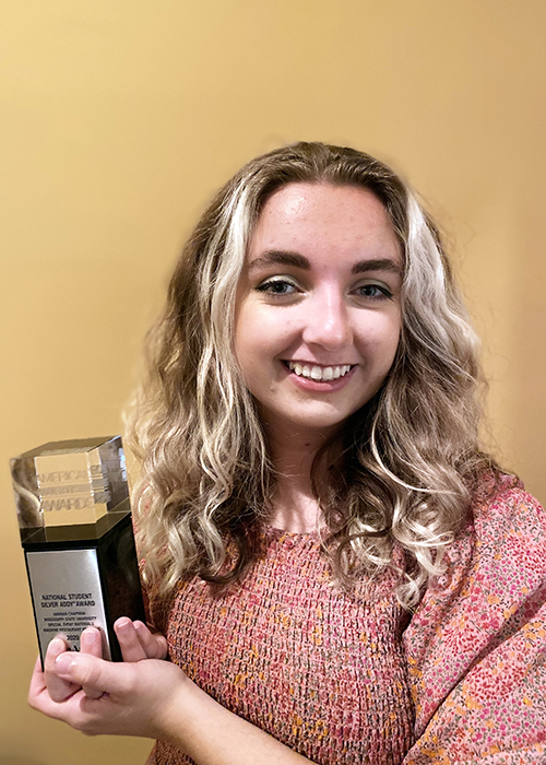 Hannah G. Chapman of Madison holds her national silver award from the American Advertising Federation.