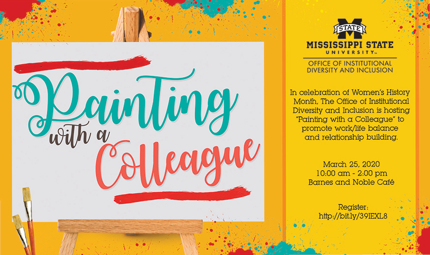 Promotional graphic for MSU's Painting with a Colleague event