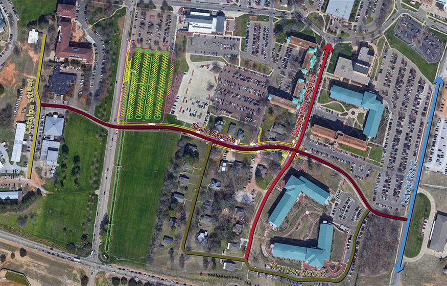 A map shows the new roads opening on the south end of MSU's campus