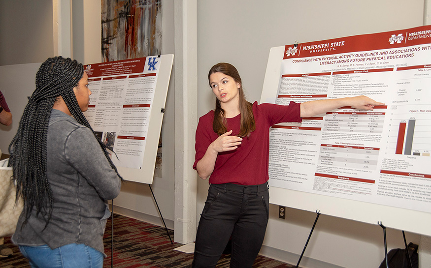 Katherine E. Spring of Starkville, who earned a master’s degree in kinesiology in May, presented a poster during the MSU College of Education's annual research forum near the conclusion of the spring semester. (Photo by Camille Carskadon)