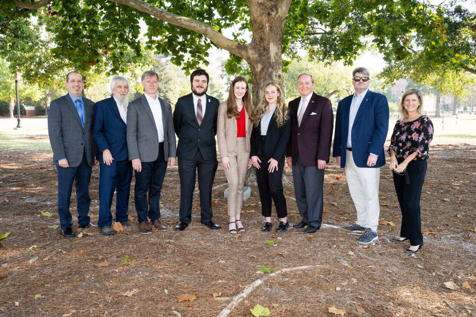Pictured from left, David Hoffman, Office of Prestigious External Scholarships; MSU alumnus and ASF donor Ray Gildea of Madison; former NASA Astronaut Christopher Ferguson; MSU Astronaut Scholars David Heson of Guntown; Annamarie L. Thompson of Trussville, Alabama; Alyssa Williams of Franklin, Tennessee; MSU President Mark E. Keenum; ASF donor Chris McGuinn; and ASF President and CEO Caroline Schumacher. (Photo by Beth Wynn)
