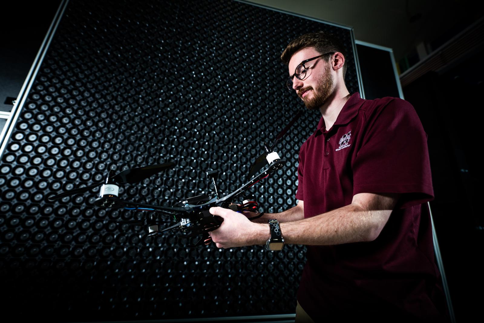 Raspet drone in front of wind shear wall