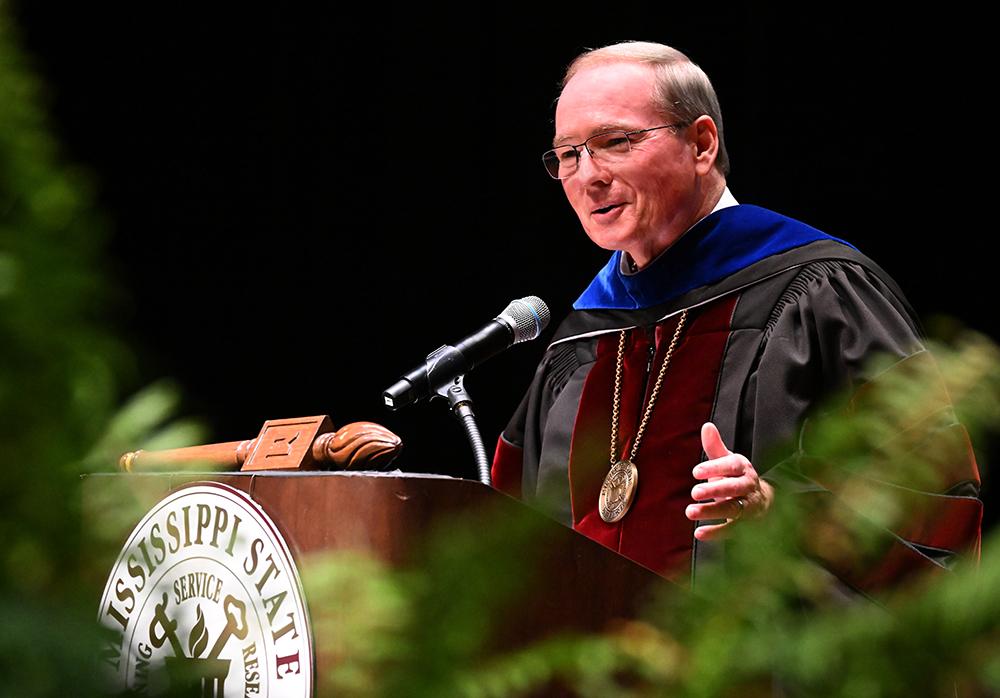 MSU President Dr. Mark E. Keenum tells members of MSU-Meridian’s inaugural MSN cohort they will forever be noted in history as MSU's first graduate nurses.