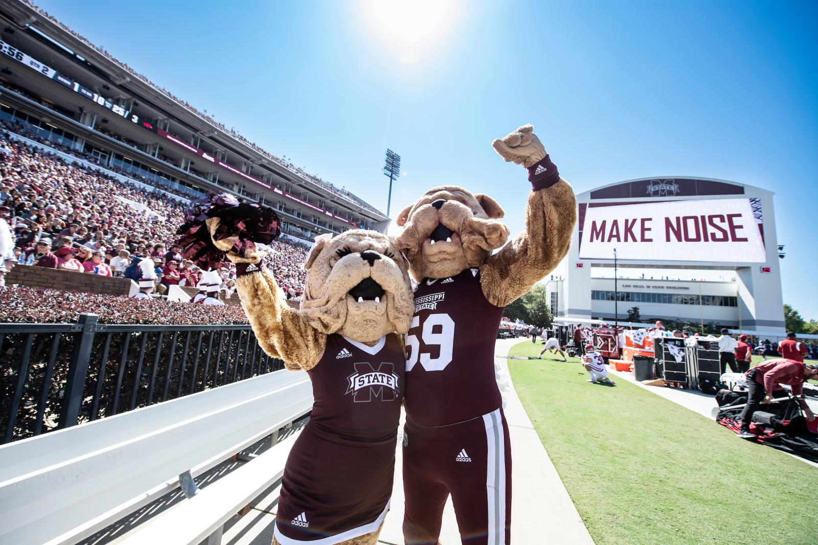 Belle and Bully enjoy MSU football gameday