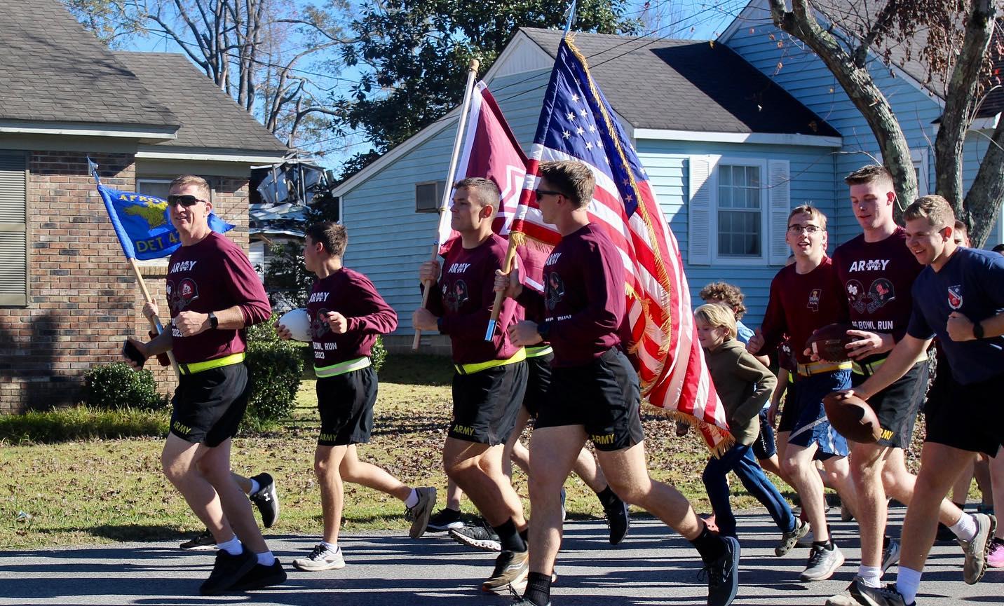 MSU ROTC cadets run during the 2023 Egg Bowl Run
