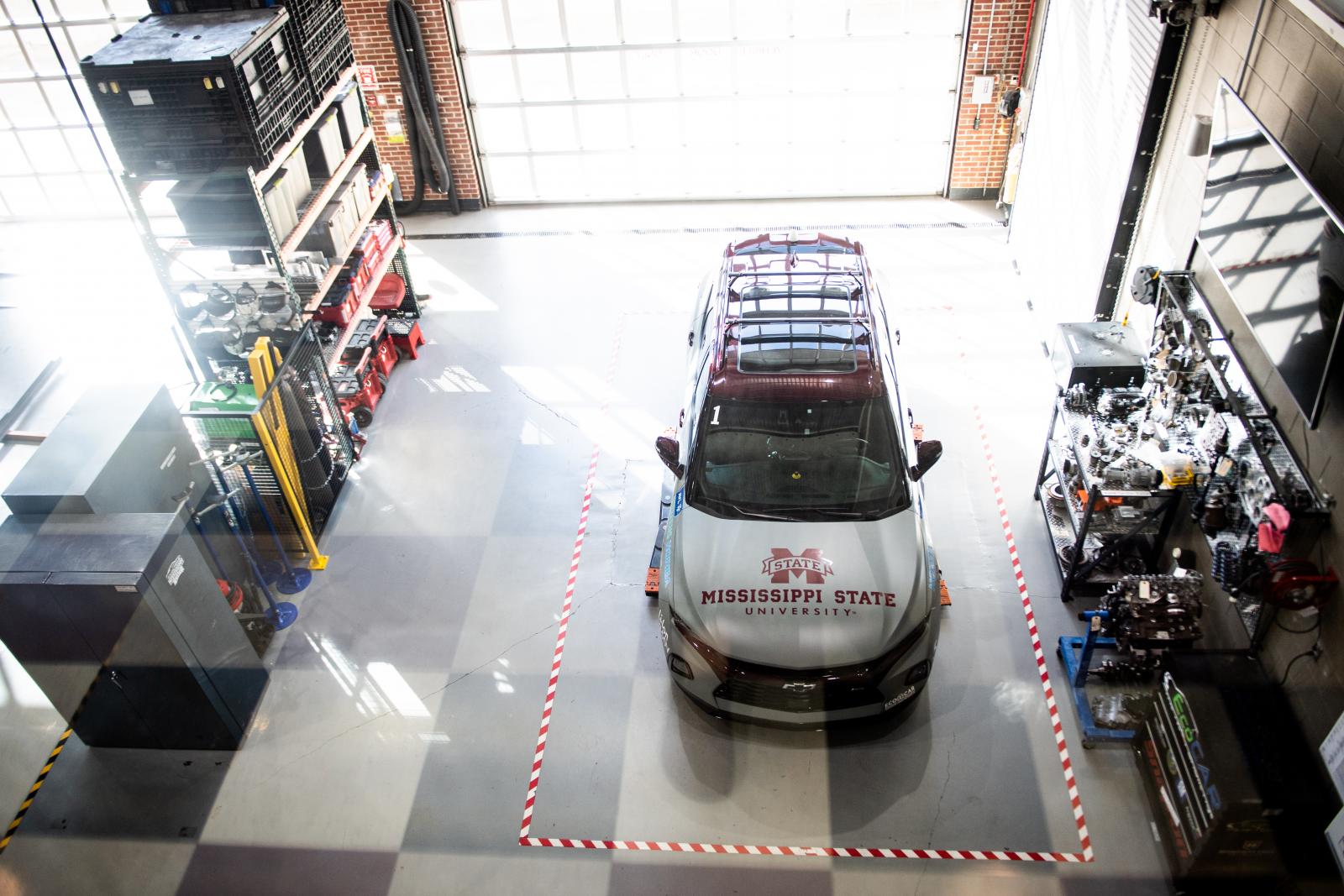 A Mississippi State-branded vehicle at the university's Center for Advanced Vehicular Systems