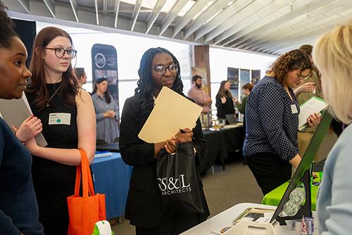Students and employers gather at the 2025 Mississippi State College of Architecture, Art and Design Career Fair.