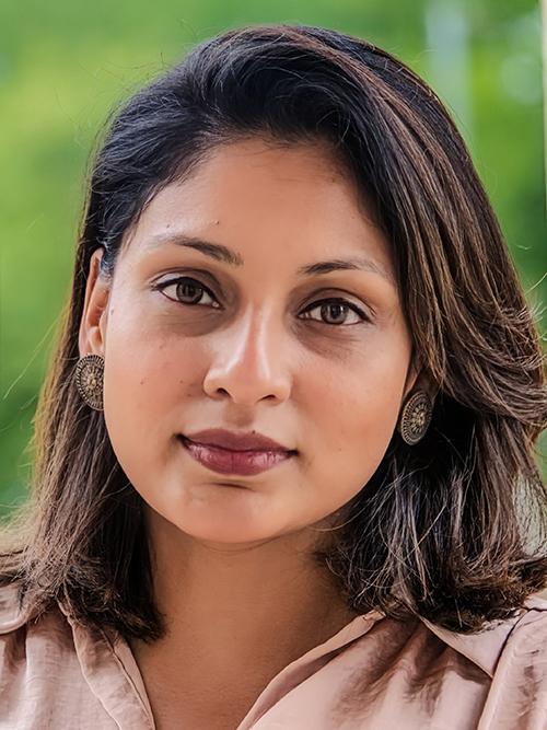 A portrait of Aswathy Rai.