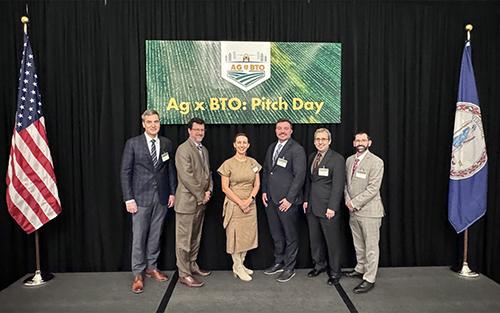 The interdisciplinary team receiving Defense Advanced Research Projects Agency funding to enhance early detection of agricultural threats includes, from left, Gijs de Boer of Brookhaven National Laboratory, John Goolgasian of Seerist Federal, Narcisa Pricope and Dimitros Manias of Mississippi State University, Shane Ross of Virginia Tech and Ben Tkatch of MSU. (Photo submitted)