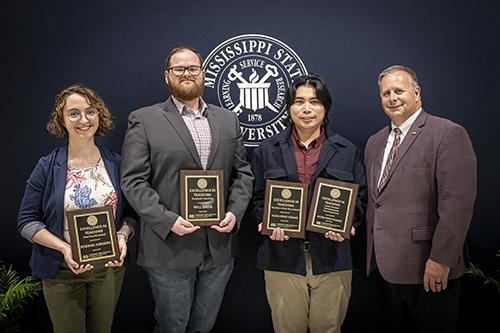 CALS teaching award winners: Brenna Jungers, Will Davis and Kuan Ming Huang, all agricultural economics assistant professors, with Scott Willard, CALS dean, MAFES director and interim vice president for research and economic development. Not pictured: Seong Yun, associate professor in agricultural economics.
