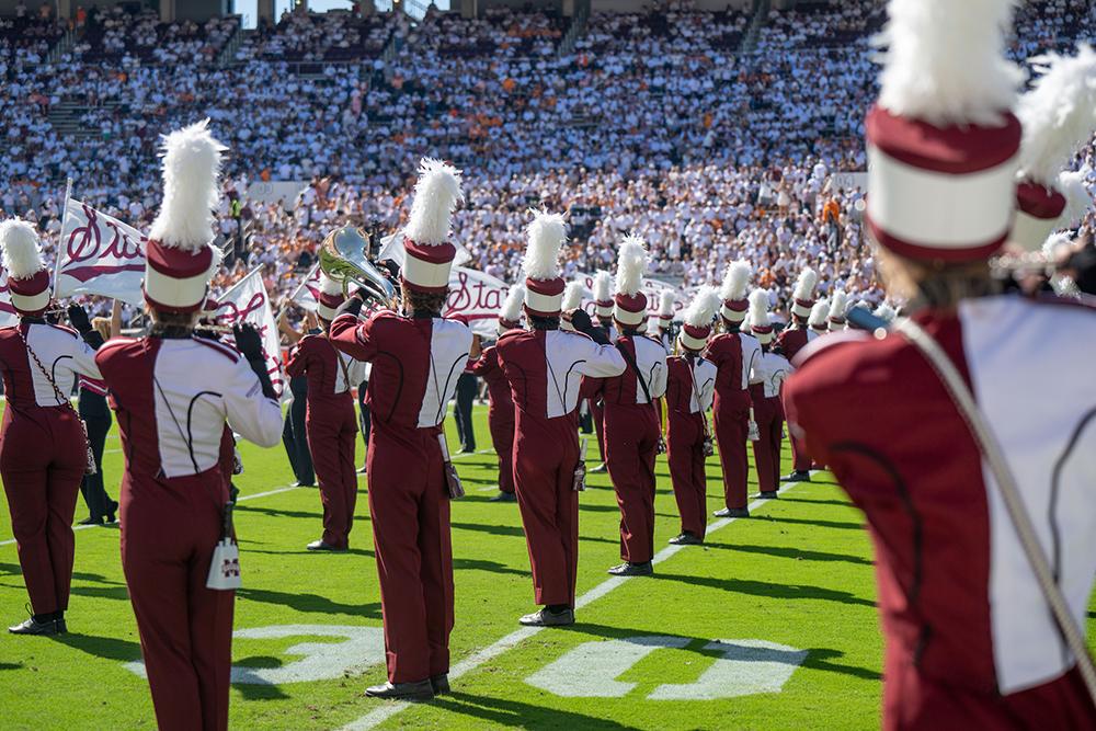 Mississippi State's Famous Maroon Band performs during a home football game.