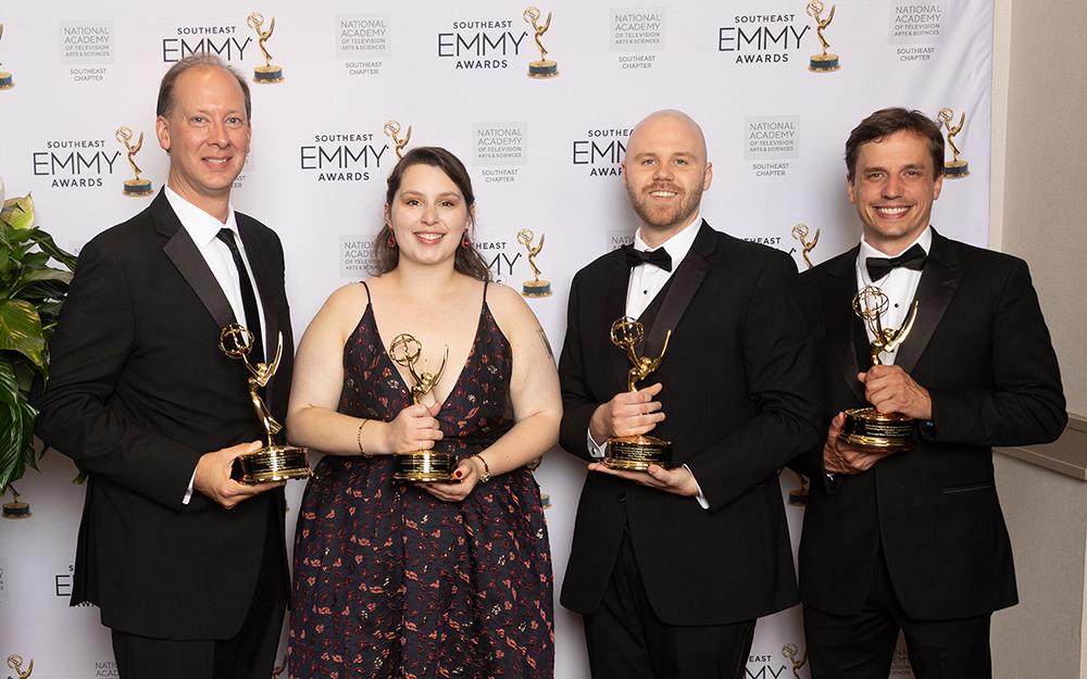 From left are OPA Associate Director and UTC Director David Garraway, Video Producer Olivia Aylsworth, Video Producer Brett Thornburg and Senior Documentary and Special Projects Producer James Parker.