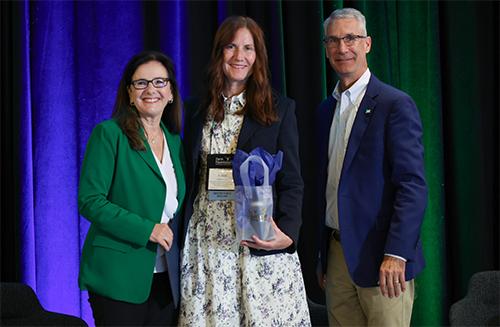 Associate Vice President Ashli Brown of MSU’s Division of Agriculture, Forestry and Veterinary Medicine, center, is pictured with the Chair of the Farm Foundation Board of Directors Cheri DeJong and Vice-Chair David Gilmore. Brown was selected as a Farm Foundation Round Table Fellow and recently took part in talks addressing current issues facing U.S. agriculture and rural America.