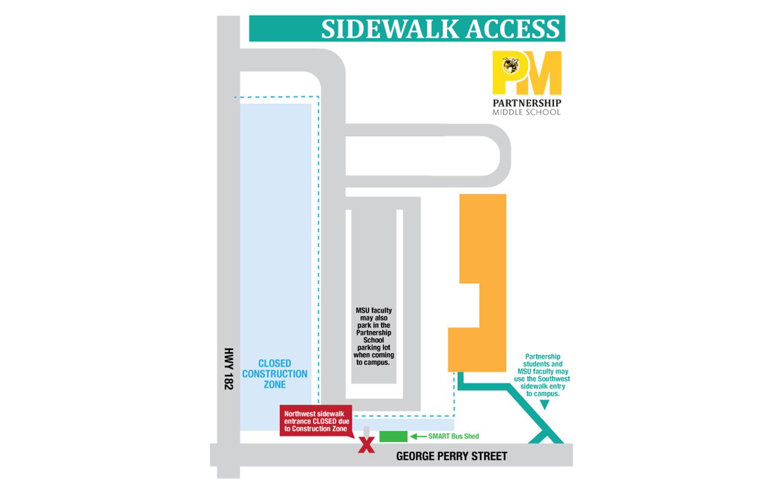 Partnership Middle School walkway temporarily closing for construction