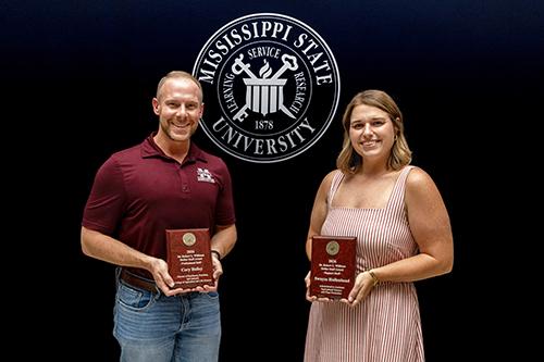 STELLAR STAFF AWARD: Cory Bailey, Mississippi State College of Agriculture and Life Sciences director of enrollment, retention and outreach, and Swayze Hollenhead, Department of Agricultural Science and Plant Protection administrative assistant I, were presented with the Robert L. Williams Stellar Staff Award. (Photo by Michaela Parker)