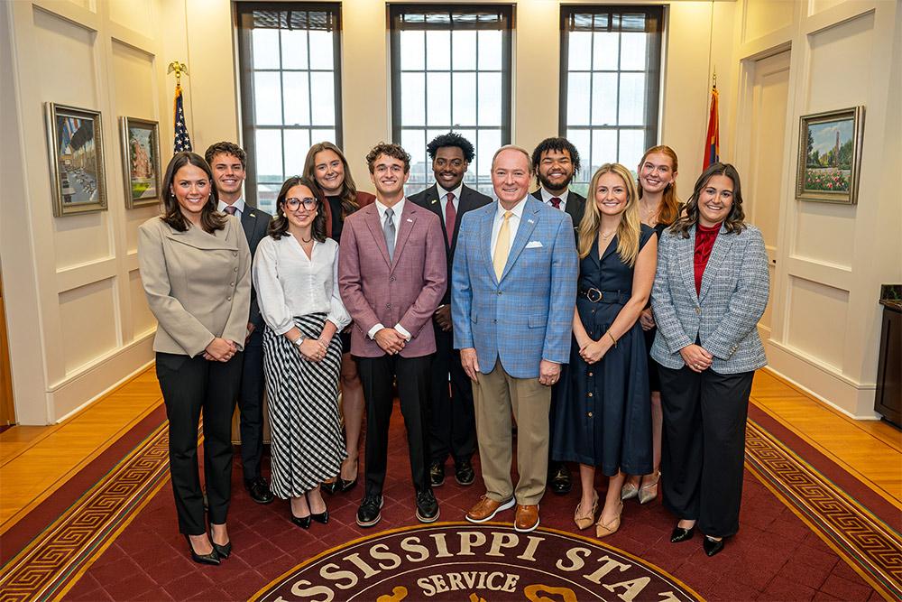 MSU's President Keenum pictured with the 2026-27 Student Association Executive Council
